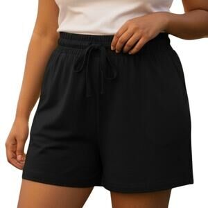 A New Day Black High-Rise Linen Blend Pull-On Shorts Size XXL